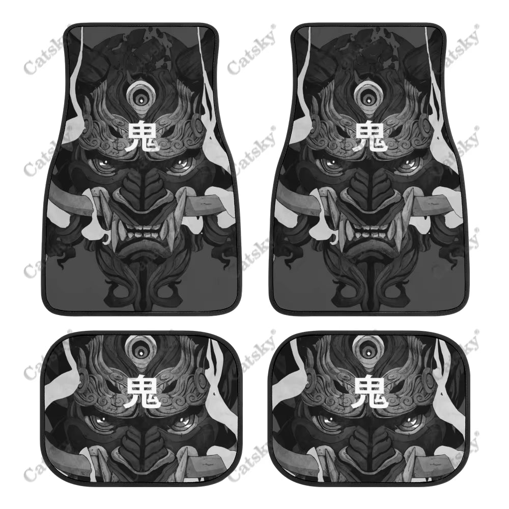 Oni Demon Art Print Car Floor Mat - Japanese Kanji Design for Stylish Teen Car Accessories in Purple