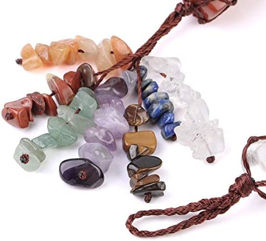 Pinklife 1PCS 7 Chakra Car Ornaments,Gemstones Reiki Healing Crystals Tassel Wall Hanger Spiritual Meditation Hanging Ornament/Window Decoration/Feng Shui for Good Luck,Yoga Meditation