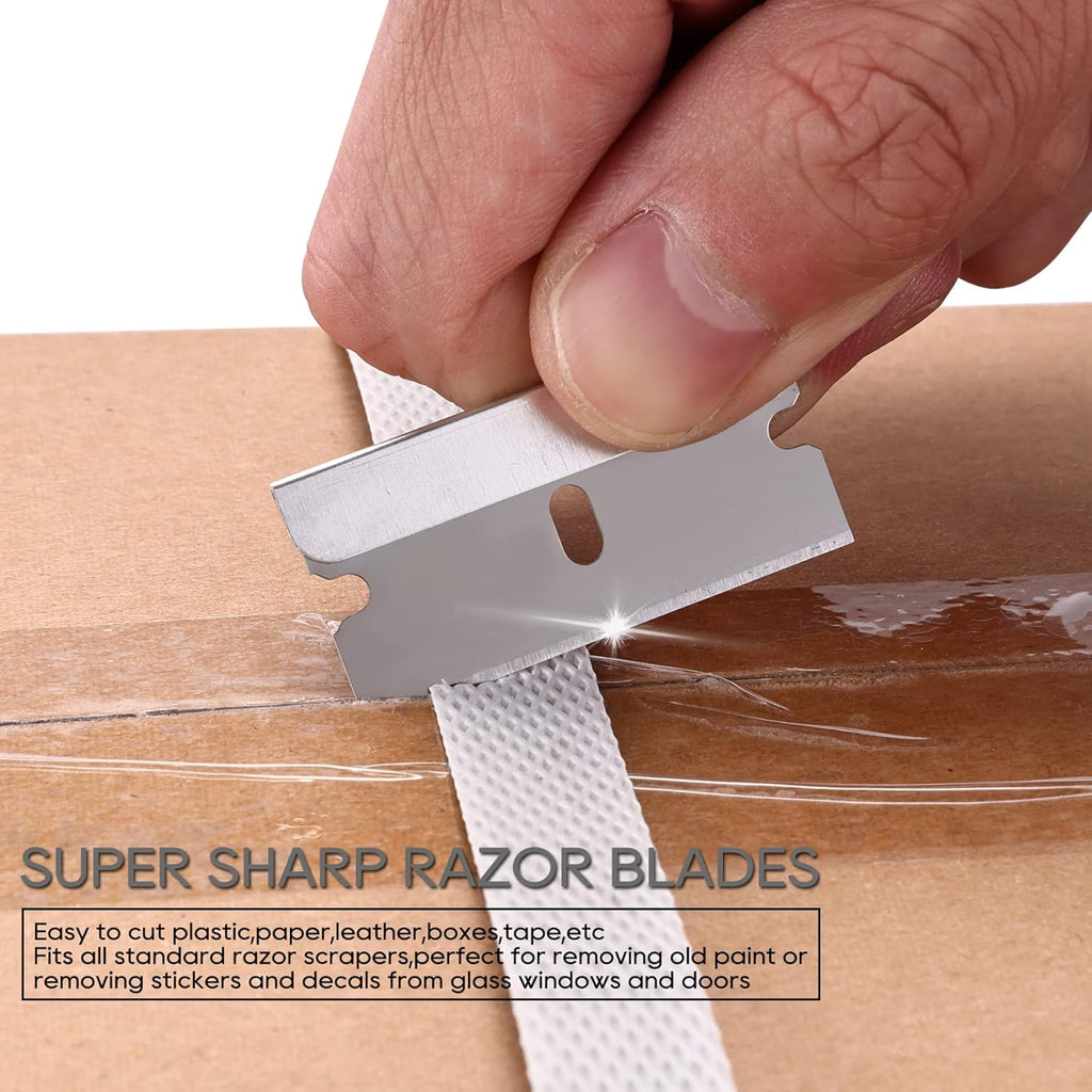 REXBETI 100PCS Single Edge Razor Blades, Industrial Razor Blades for Scraper, Suitable for Removing Labels, Decals, Stickers and Old Paint