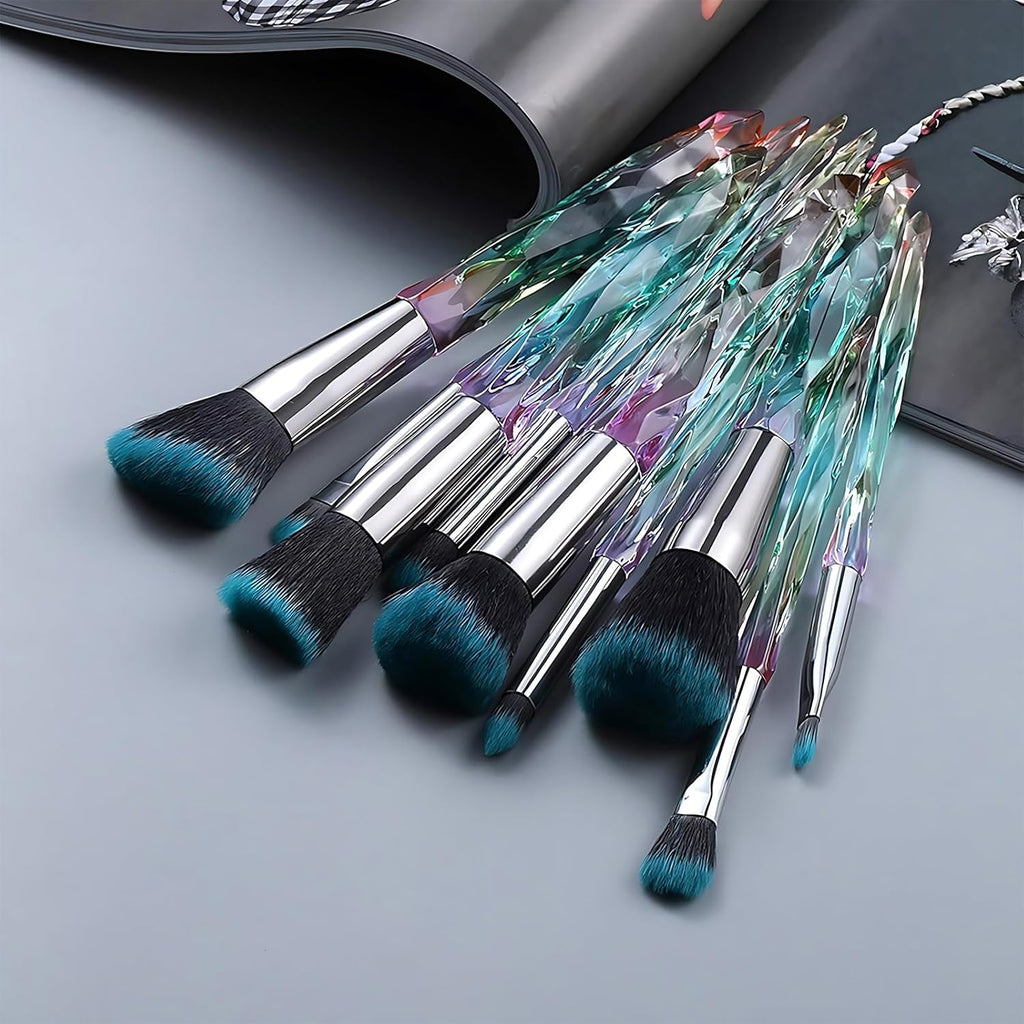 Kingtree Makeup Brushes Set, 10PCS Crystal Makeup Brushes Premium Synthetic Powder Foundation Concealer Eye Shadow Brush, Professional Face Eye Make up Brushes for Girls Women