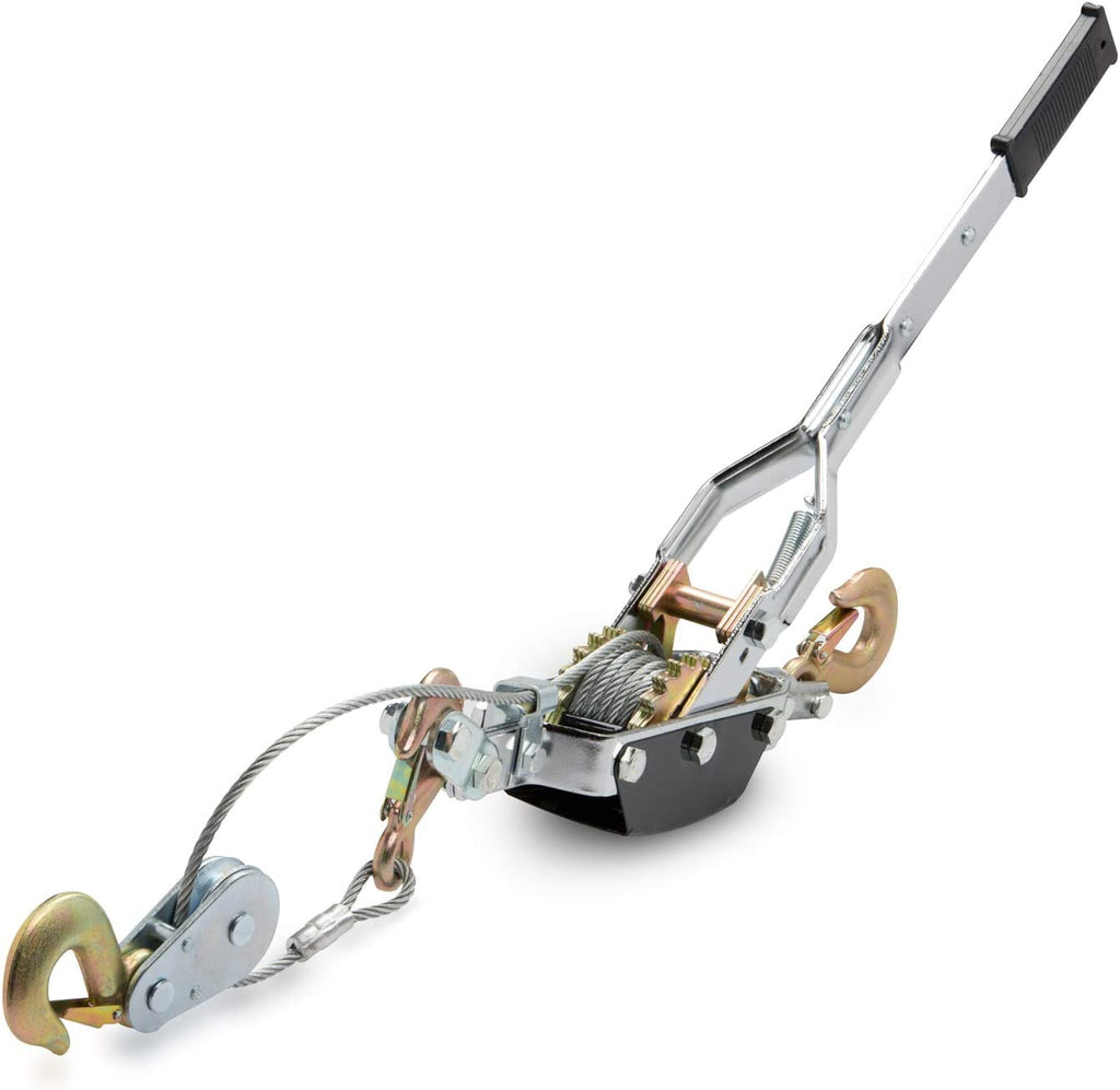 NEIKO 02256A Come along Winch, 5-Ton (10,000 Lbs) Pulling Capacity, 10Ft, 3 Hook, Heavy Duty Power Cable Come along Tool with Dual Gears, Hand Winch Cable, Automotive Hoist Winch Puller, Recovery Gear
