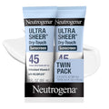 Neutrogena Ultra Sheer Dry-Touch Sunscreen for Face & Body, SPF 45 Broad Spectrum UVA/UVB Protection, Lightweight Water Resistant & Non-Greasy, Travel Size Sunscreen, 3 Fl. Oz 2 Pack