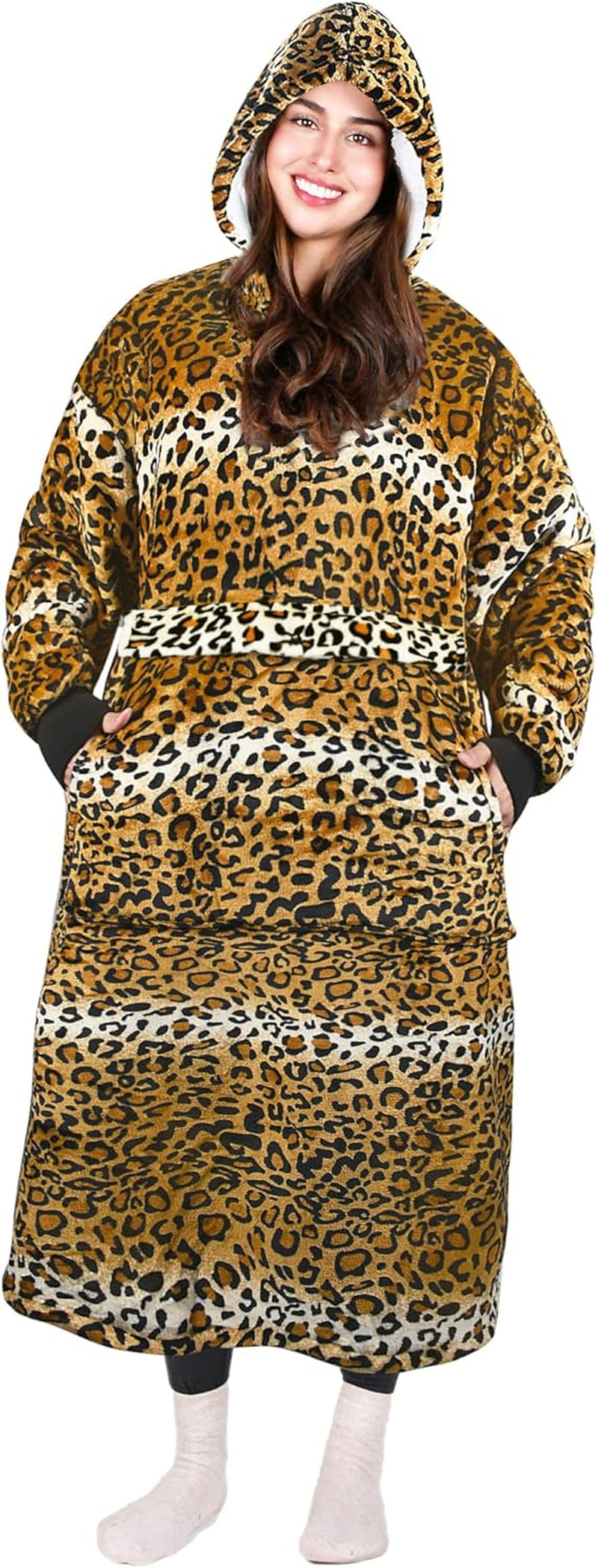 Cozy Up with Tirrinia Extra Long Oversized Sherpa Hoodie Blanket - Perfect Christmas Gift for Men, Women, and Teens in Grey!