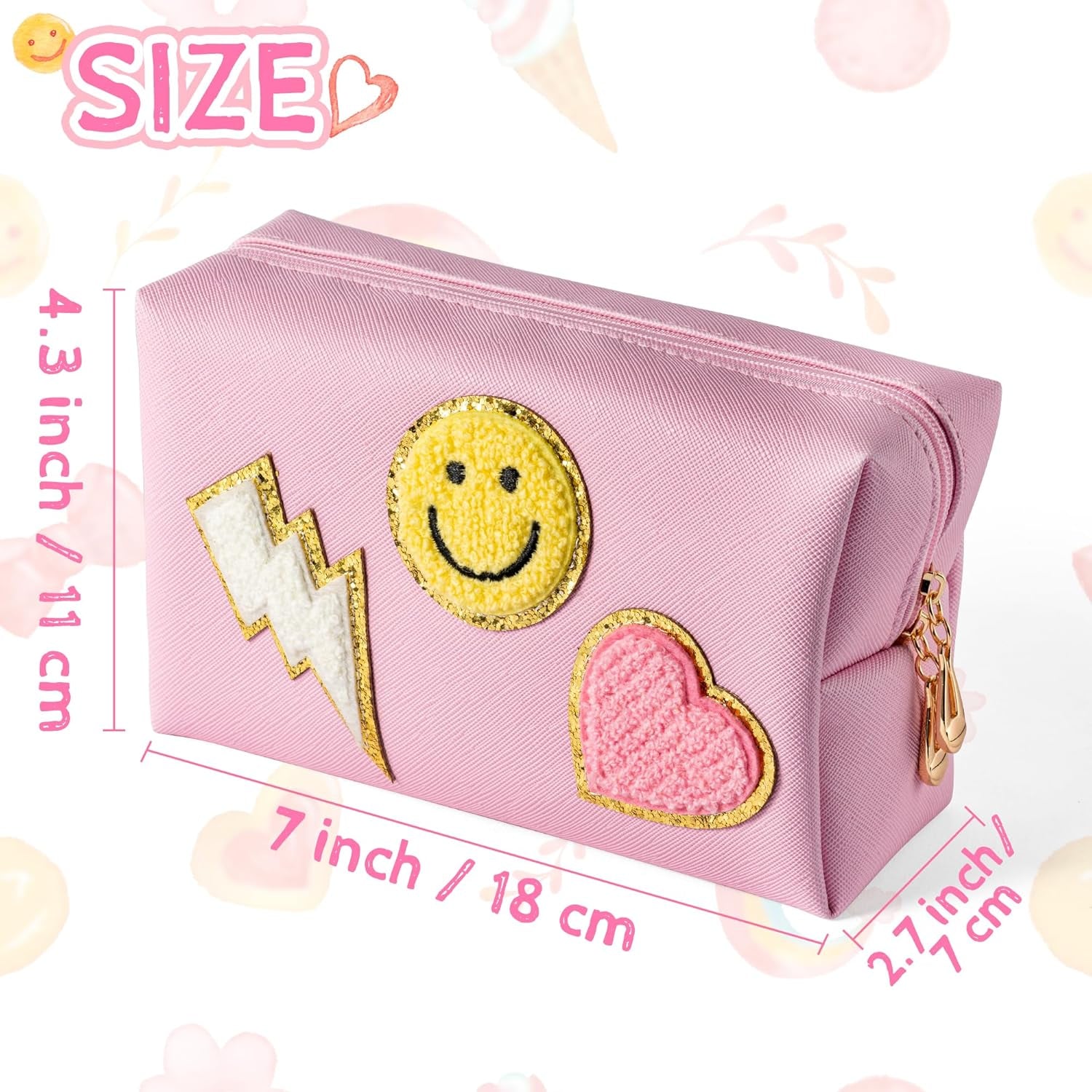 Lietoi Preppy Pink Waterproof Toiletry Bag - Stylish Portable Makeup Organizer for Women & Girls, Perfect Gift!