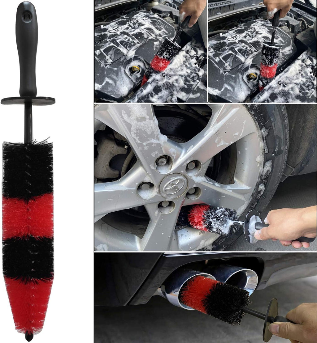 Ultimate 7-Piece Wheel & Tire Brush Set - Professional Car Detailing Kit with 17-Inch Long Soft Brush for Effortless Cleaning of Tires and Wheels