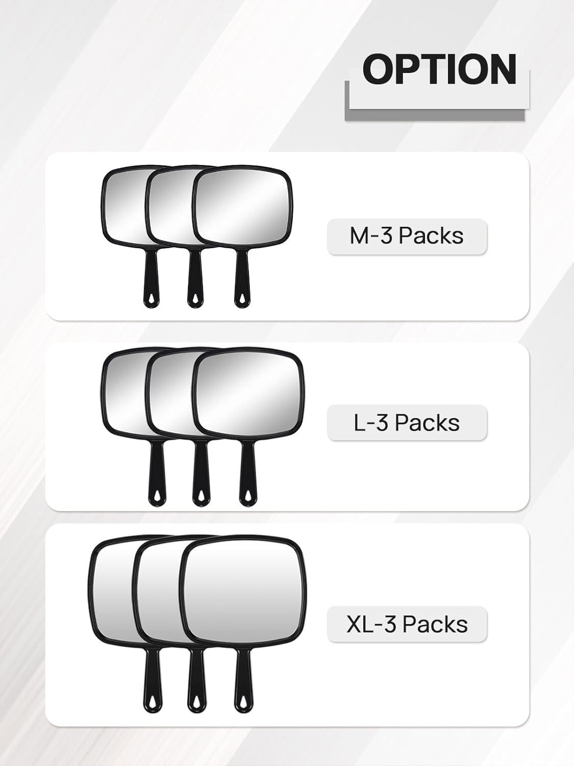 Extra Large Handheld Barber Mirrors - Set of 3 Professional Salon Mirrors with Comfortable Handle