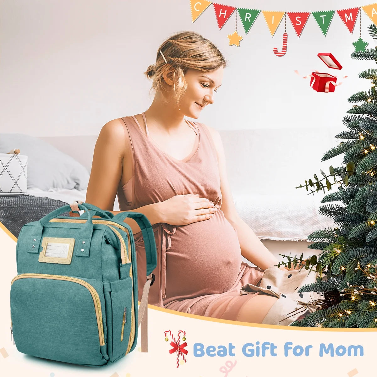 GPED Multifunctional Diaper Bag Backpack with Changing Station & Insulated Pockets, Green