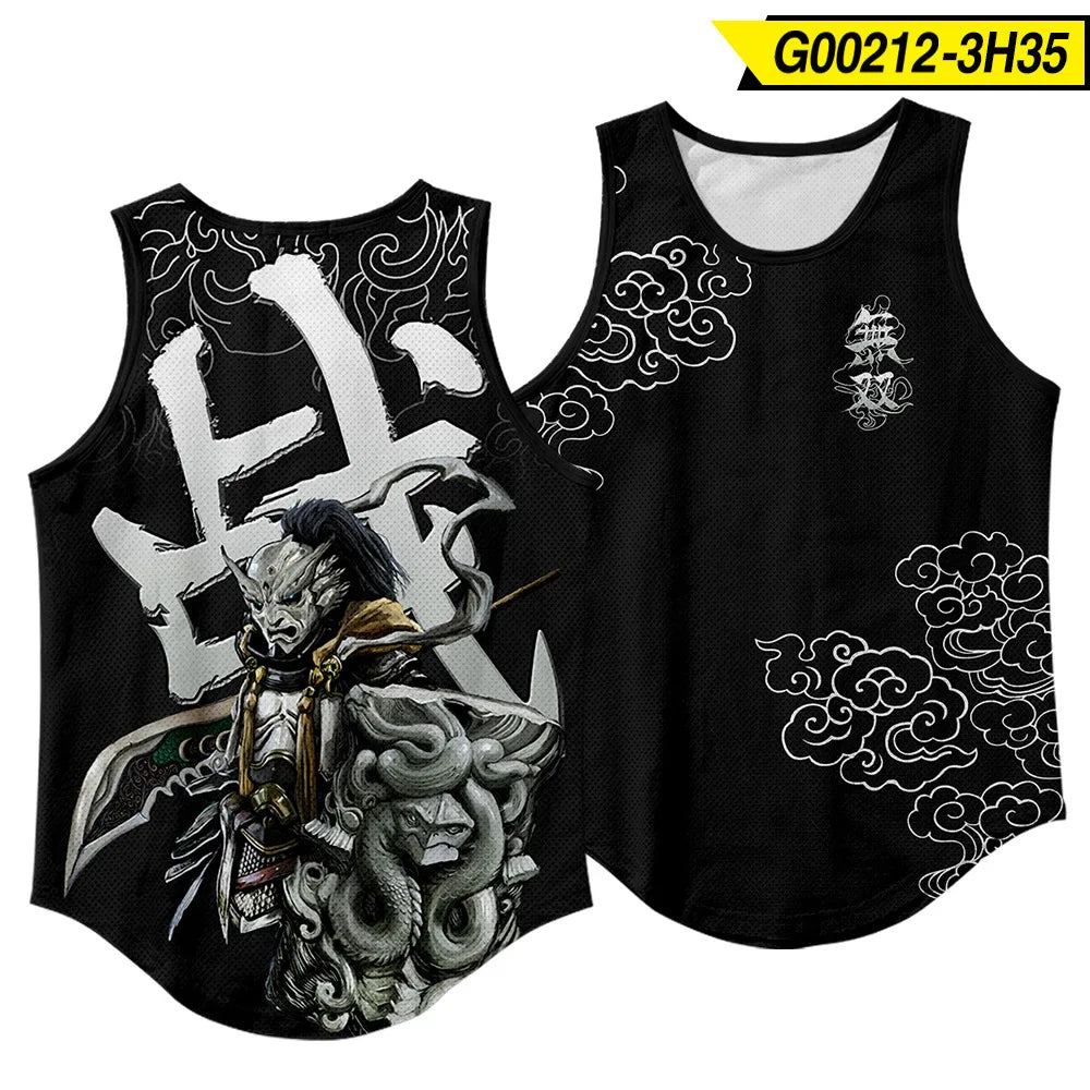Men'S Fashion Sleeveless Black Tiger Print Tank Top Vest Fitness Bodybuilding Muscle Undershirt Gym Sportwear