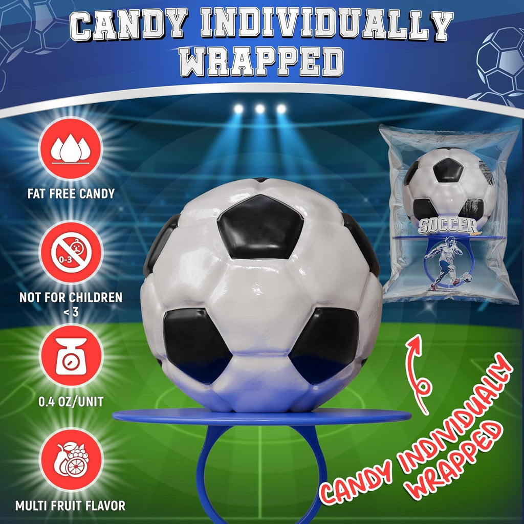 3D Soccer Lollipop Rings - 20 Pack of Soccer Ball-Shaped Candy for Party Decorations