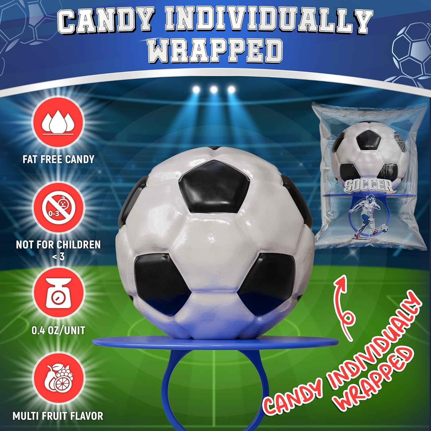 3D Soccer Lollipop Rings - 20 Pack of Soccer Ball-Shaped Candy for Party Decorations