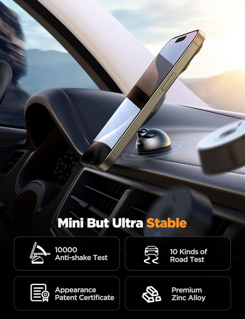 JOYROOM Magnetic Car Mount for MagSafe - All-Metal Strong Magnet Phone Holder for iPhone 16/15/14/13/12 - Perfect for Dash Installation