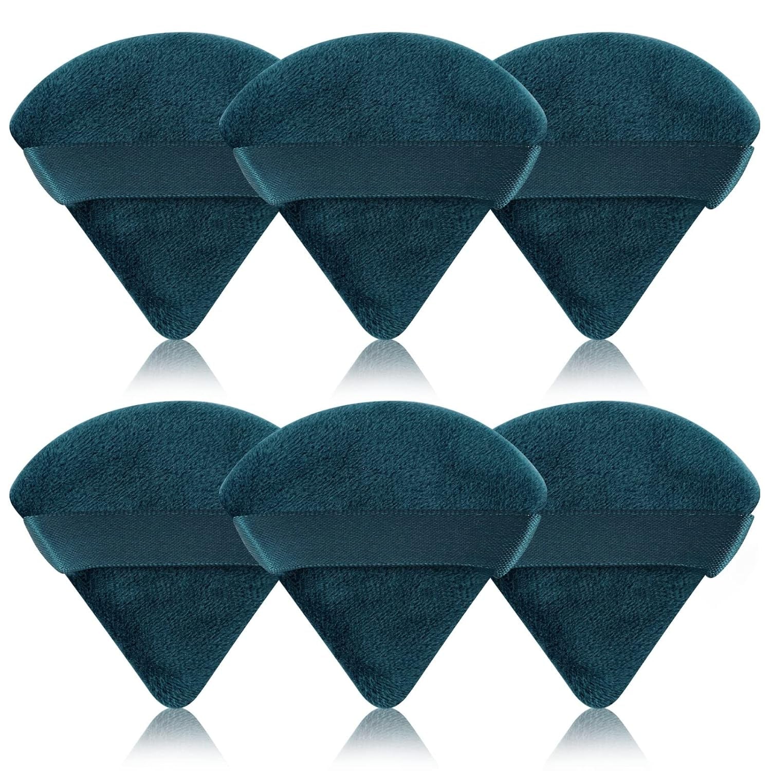 Pimoys 6-Pack Velour Makeup Sponges - Soft Triangle Powder Puffs for Flawless Loose Powder Application (Black)