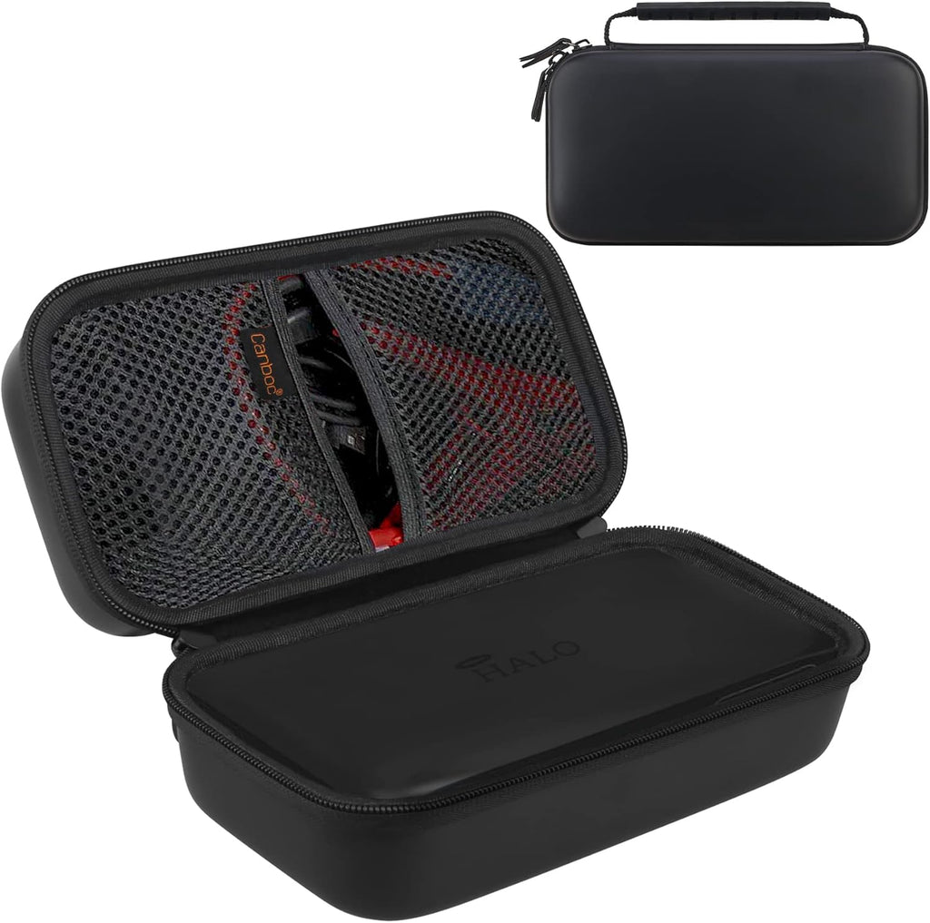 Canboc Hard Carrying Case for Halo Bolt ACDC Max 55500 Mwh Car Jump Starter, Portable Phone Laptop Charger Power Bank, Mesh Bag for Jumper Cable, AC Wall Charger, Car Charge, Black