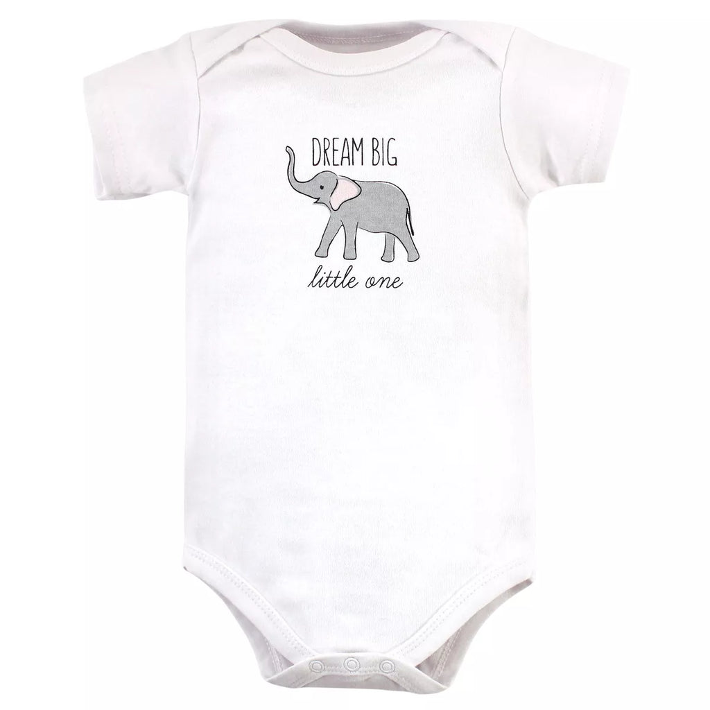 Hudson Baby Infant Girl Cotton Bodysuits, Modern Pink Safari