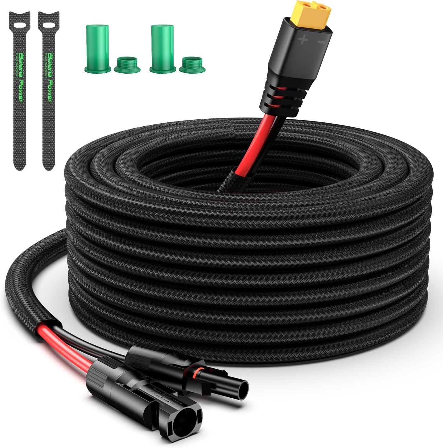 Bateria Solar Charge Cable to XT60 Adaptor and Solar Connectors - 12AWG 10FT for Solar Panels and RV Station