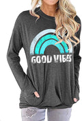 Hount Womens Casual Loose Fit Shirts Long Sleeve Comfy T-Shirts Pullover Sweatshirts with Pockets