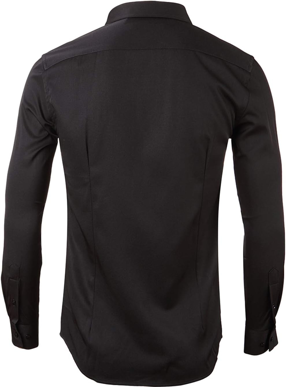 FLY HAWK Mens Fiber Casual Button up Slim Fit Collared Formal Shirts, Black Button down Shirt