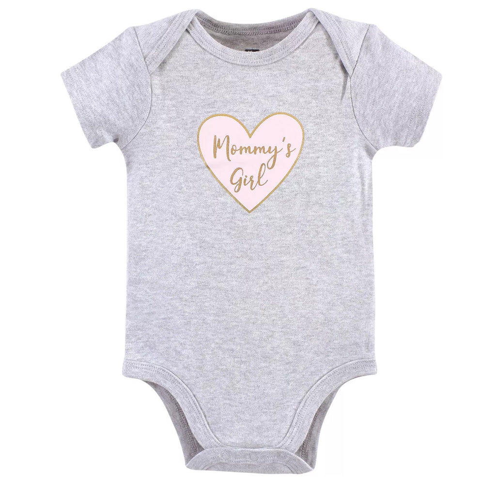 Hudson Baby Infant Girl Cotton Bodysuits 3Pk, Girl Mommy