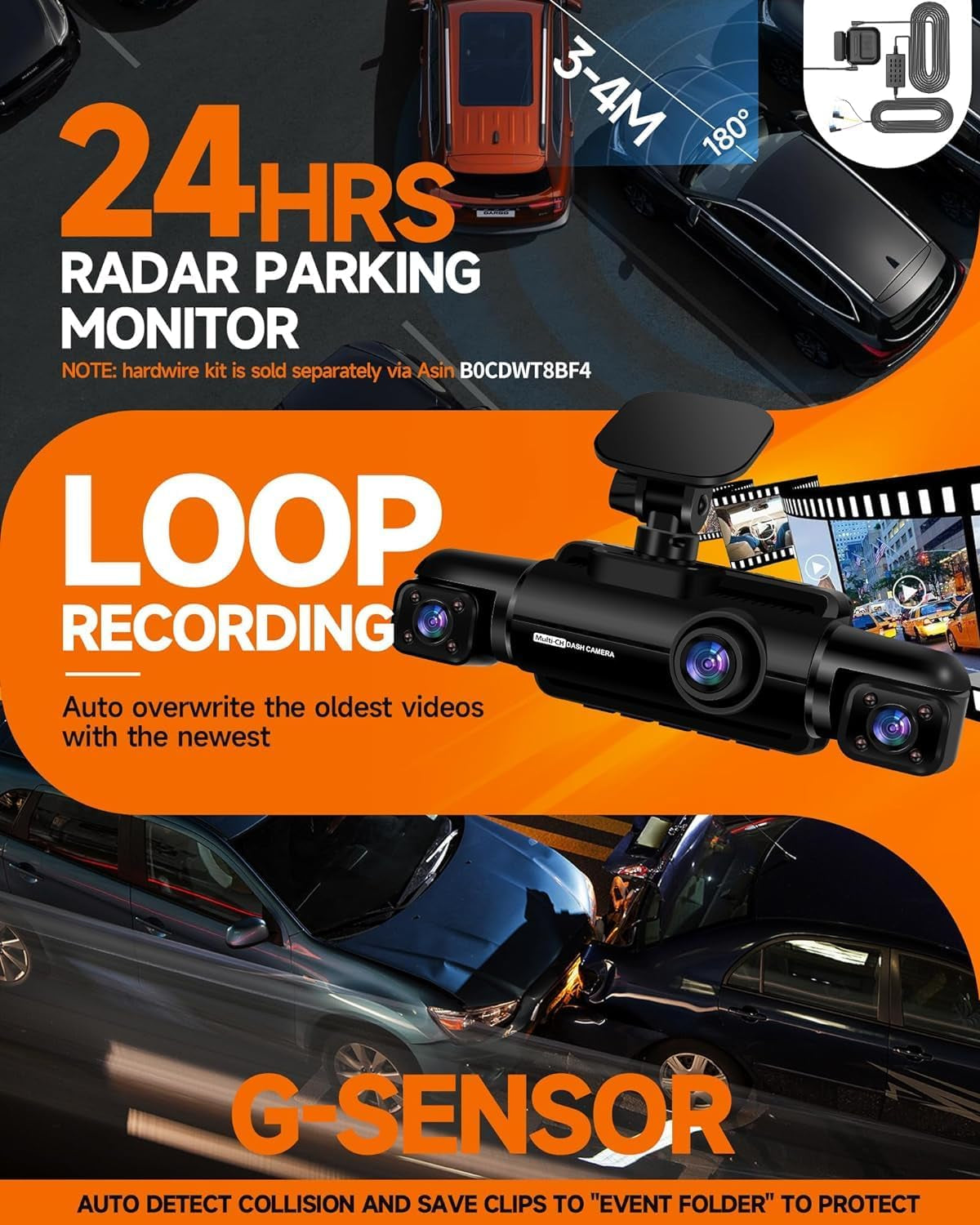 Mejor Camara De Seguridad FHD 1080P Para Carros De 360° Cámara De 4 Canales