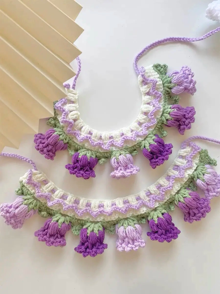 Elegant Tulip Crochet Pet Necklace/Collar for Dogs and Cats