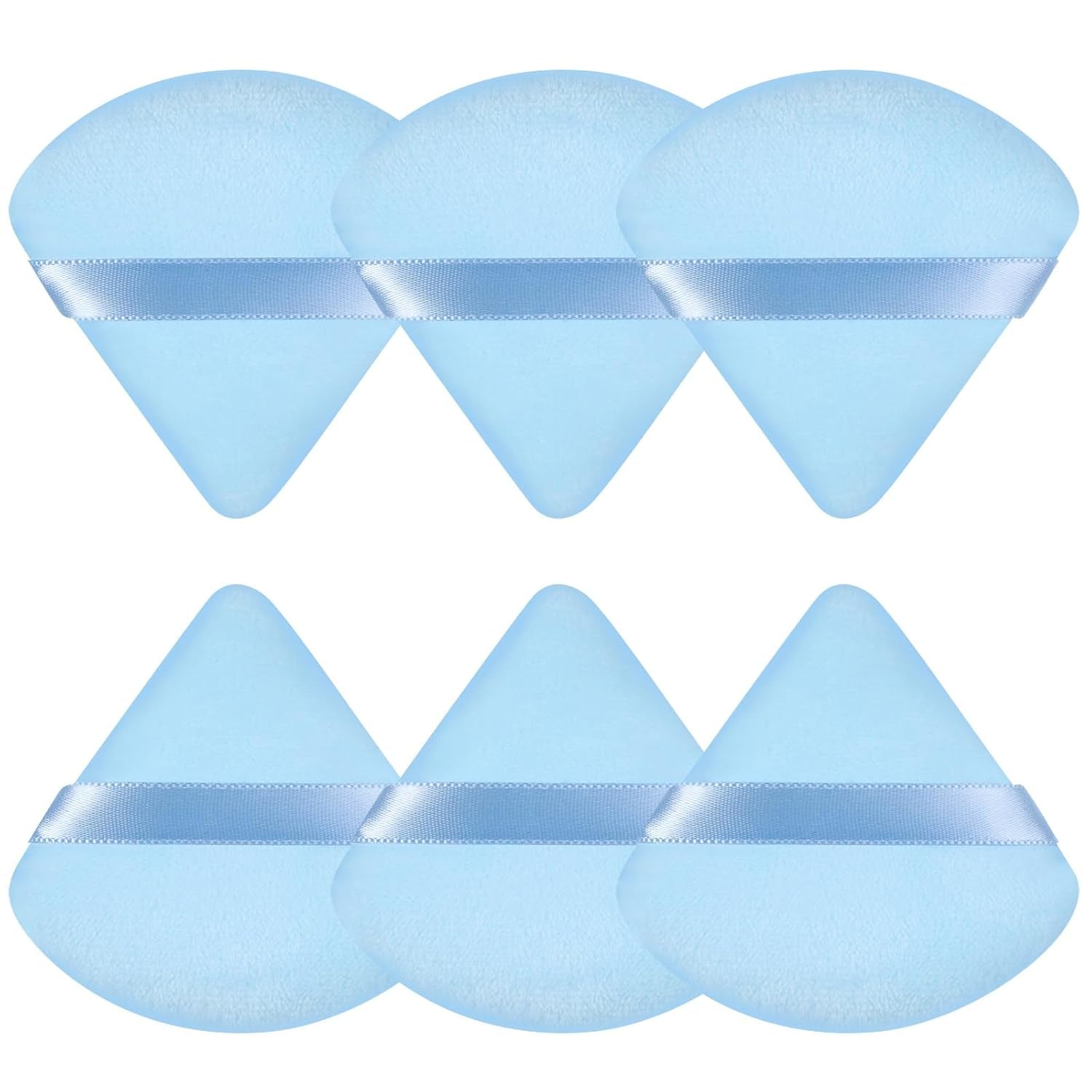 Pimoys 6-Pack Velour Makeup Sponges - Soft Triangle Powder Puffs for Flawless Loose Powder Application (Black)