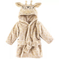 Hudson Baby Infant Plush Animal Face robe, Nerdy Giraffe, 0-9 Months