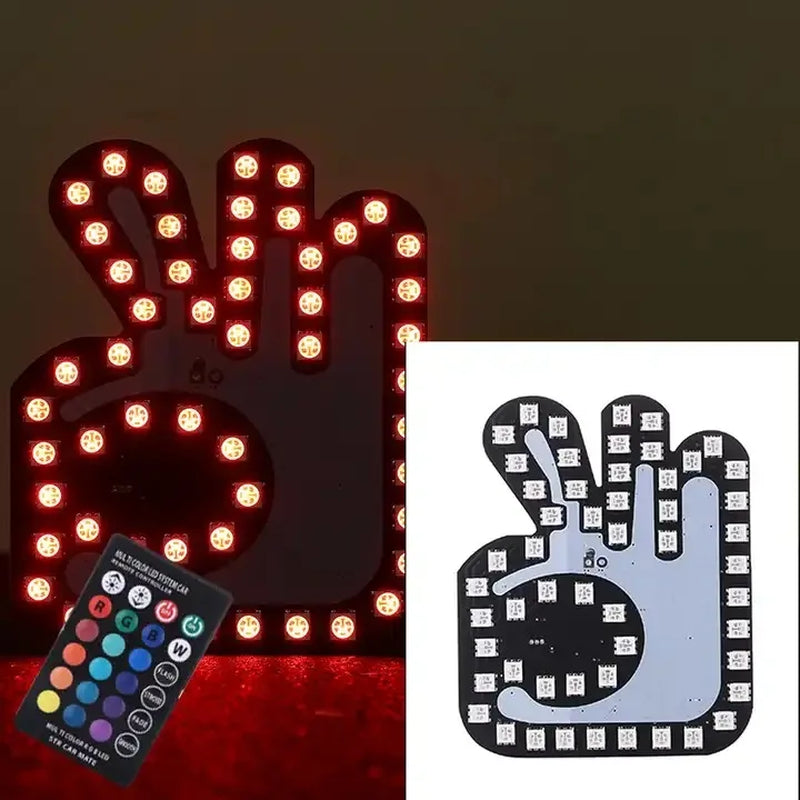 Colorful RGB LED Gesture Light for Vehicles - USB Hand Lamp with Middle Finger Design - Fun Car Accessories