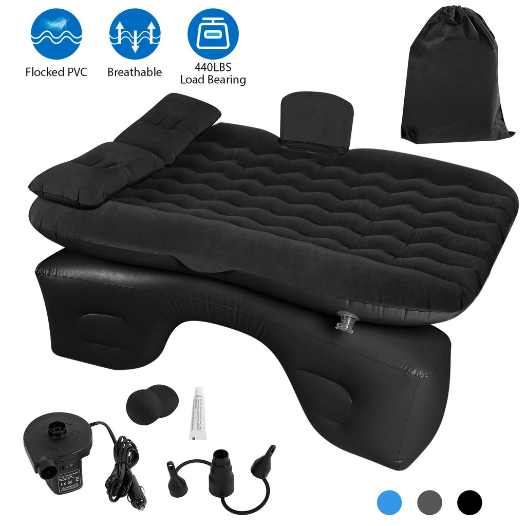 Inflatable Travel Car Mattress with Air Bed for Back Seat Comfort, Includes Two Pillows and Pump