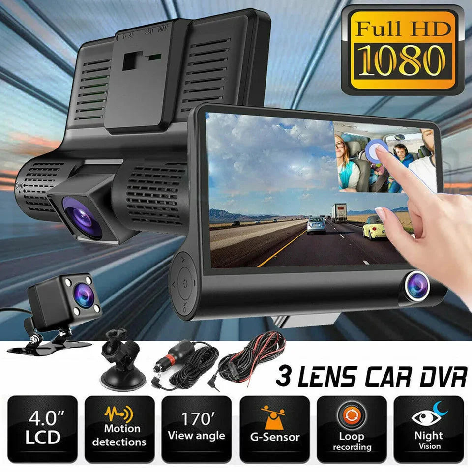 4-Inch Dual Lens Touchscreen Dash Camera for Front and Rear
