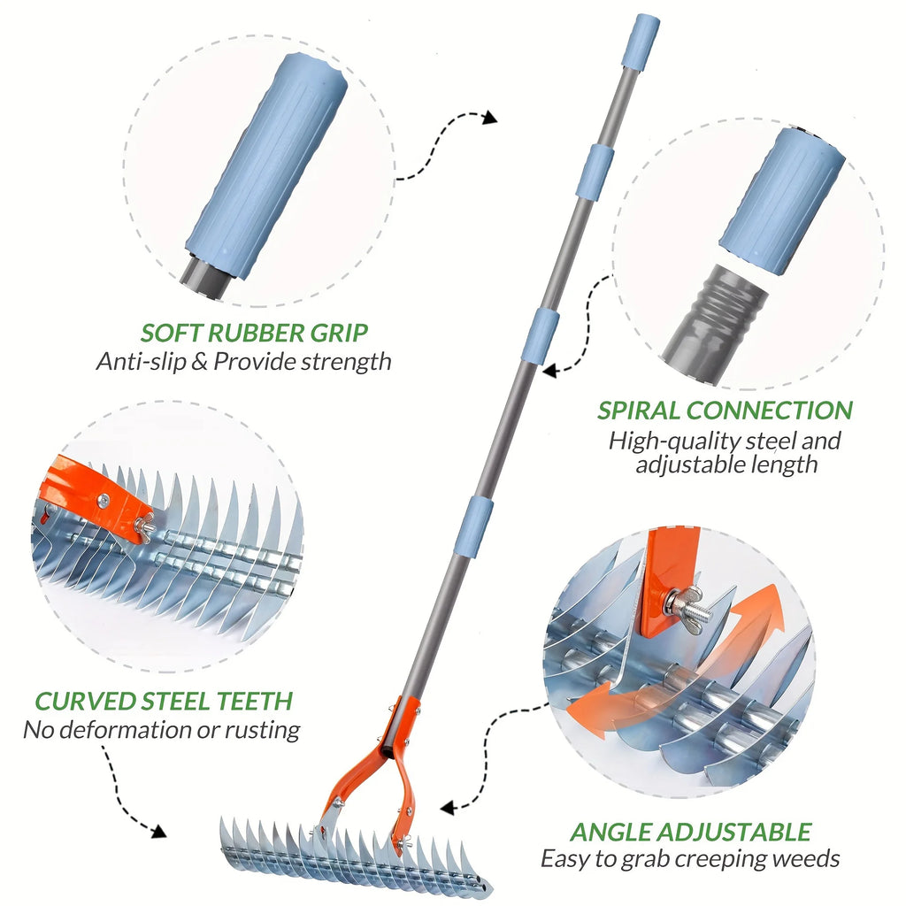 Versatile Grass Grooming Rake Lawn Thatching Rake Robust Dethatcher Rake for Cleaning Dead Grass, Yard Garden Durable Soil Rake