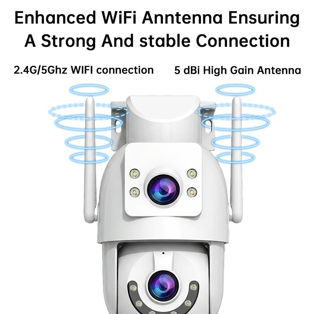 Jooan 4K 8MP HD Wifi PTZ Camera Outdoor 5G Wifi Dual Lens Security IP Cameras 5X Zoom AI Tracking ONVIF CCTV Surveillance Camera