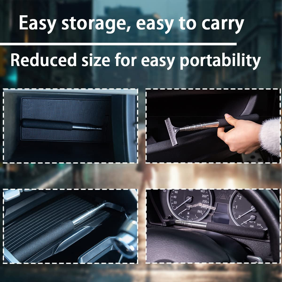 Ultimate Car Rearview Mirror Wiper & Telescopic Squeegee - Portable Water Cleaner for All Vehicles (Black)