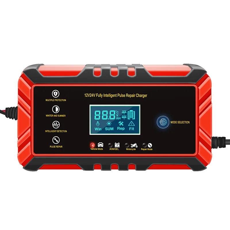 12V/24V 8A Full Automatic Battery Chargers Digital LCD Display Car Battery Chargers Power Puls Repair Chargers Wet Dry Lead Acid