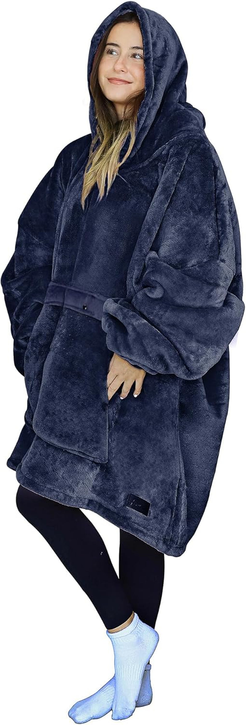 Cozy Up with Tirrinia Extra Long Oversized Sherpa Hoodie Blanket - Perfect Christmas Gift for Men, Women, and Teens in Grey!