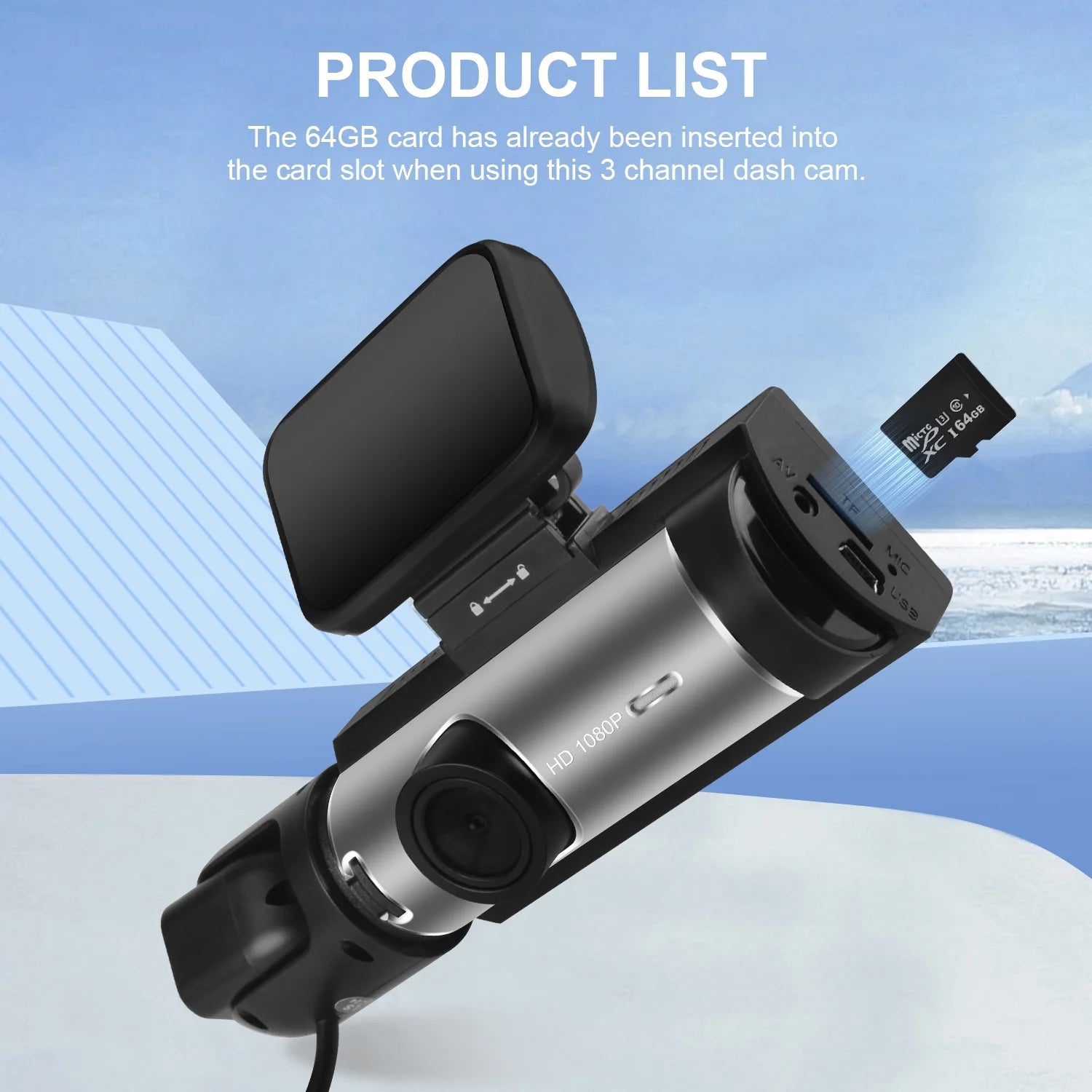 AILKIN Dash Cam Front and Rear,Full HD 1440P/1080P Dash Cam 3.16In Large Screen Dash Camera for Cars with Night Vision Free 64GB Card,G-Sensor,3 Channel Dash Cam Front and Rear inside Loop Recording