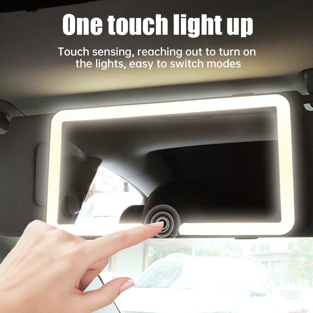 Car Interior Mirrors Sun Visor Plate LED HD Makeup Mirror for Girls Women Rechargeable Fill Light Universal Thin Vanity Mirror