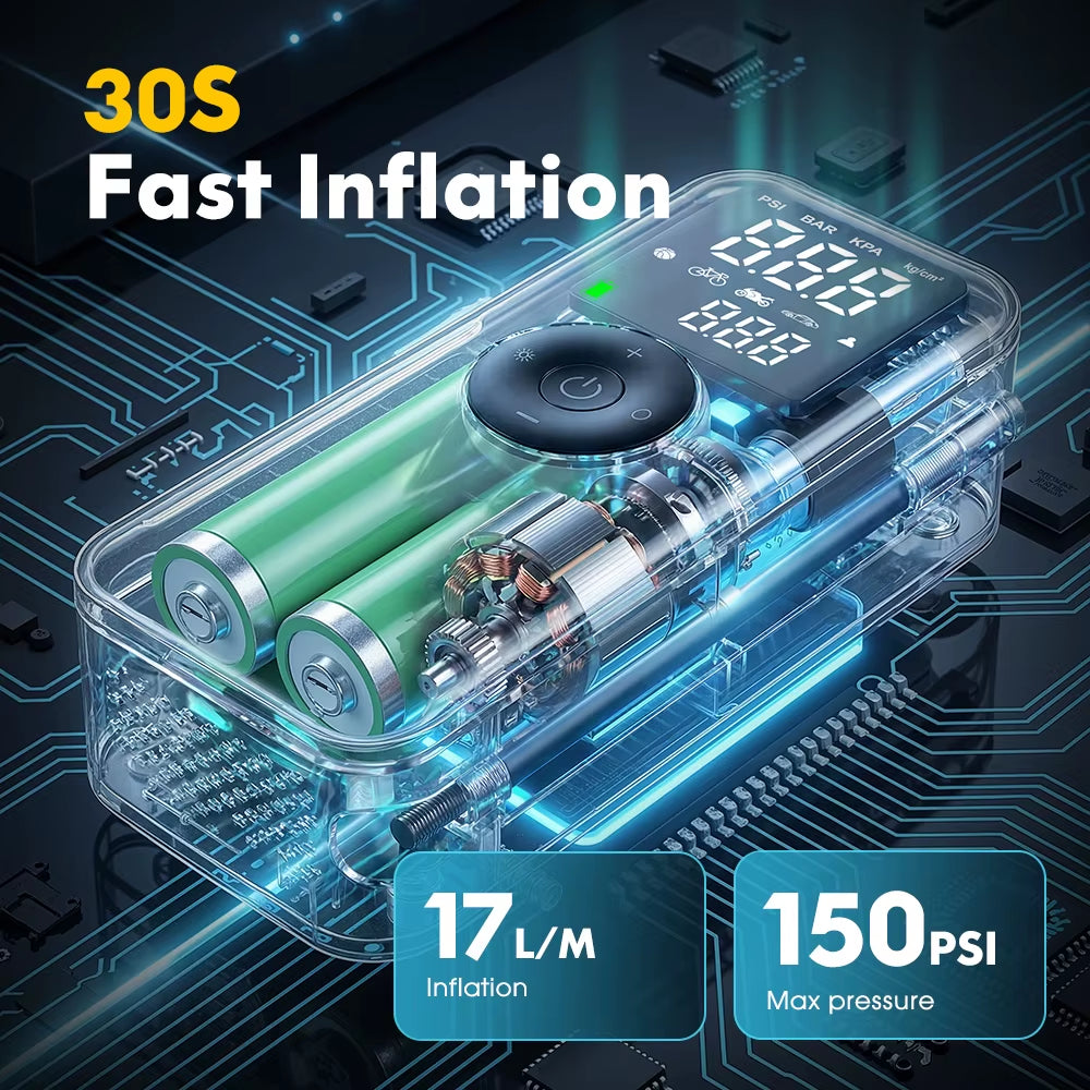 CARSUN Portable Tire Inflator Rechargeable Electric Inflator for Car Bicycle Digital Air Compressor Football Ball Inflator Pump