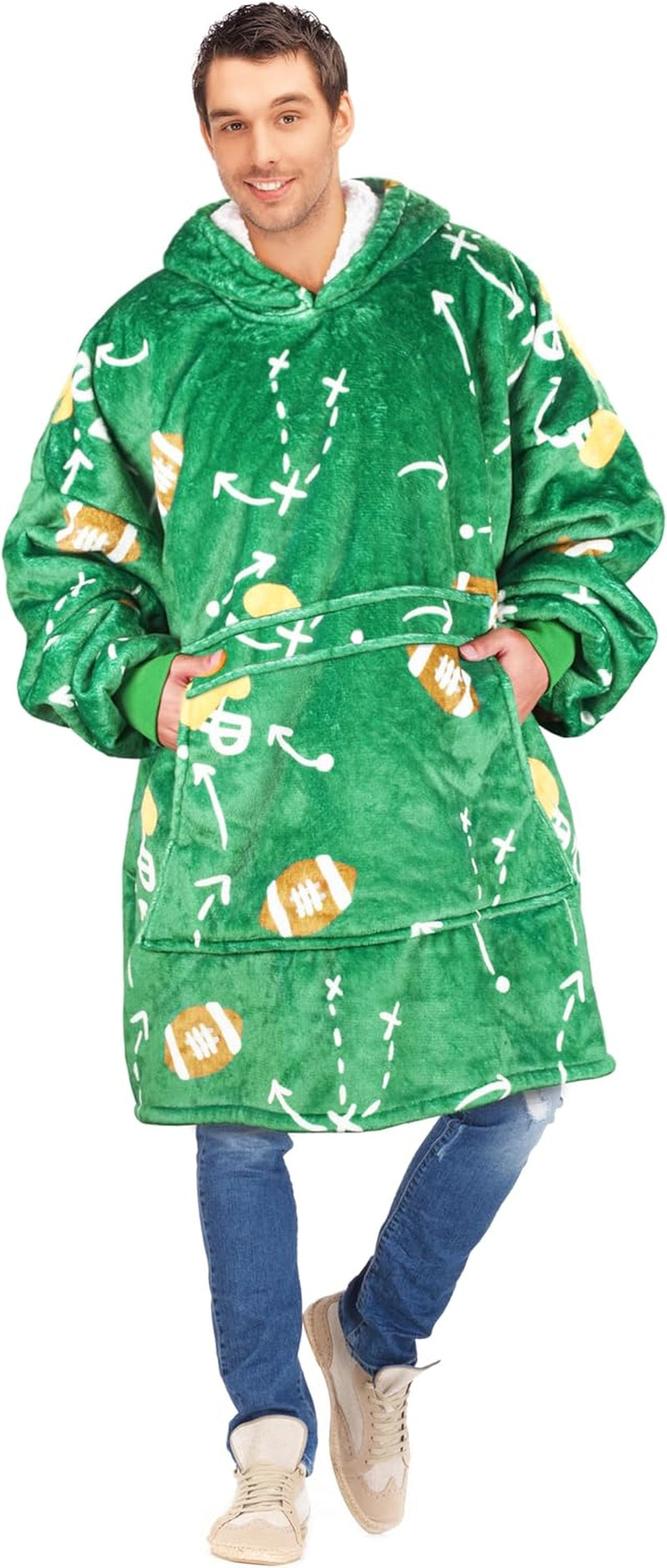 Cozy Up with Tirrinia Extra Long Oversized Sherpa Hoodie Blanket - Perfect Christmas Gift for Men, Women, and Teens in Grey!