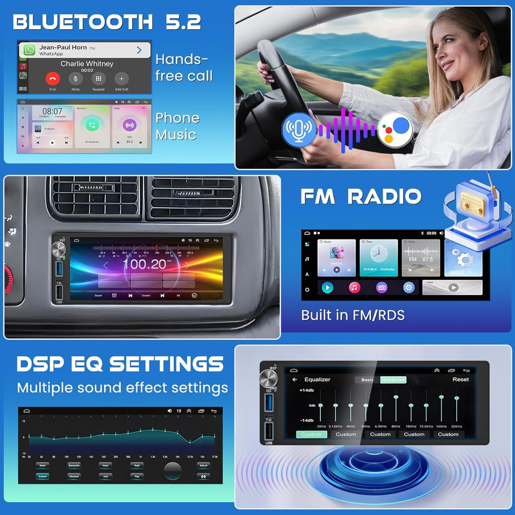 4G+64G Android 13 Car Radio for Dodge Ram (1994-2001)& Chrysler Town and Country (1990-2000) & Jeep Grand Cherokee (1993-1998), 6.2''Touch Screen Stereo with Wireless Carplay&Android Auto