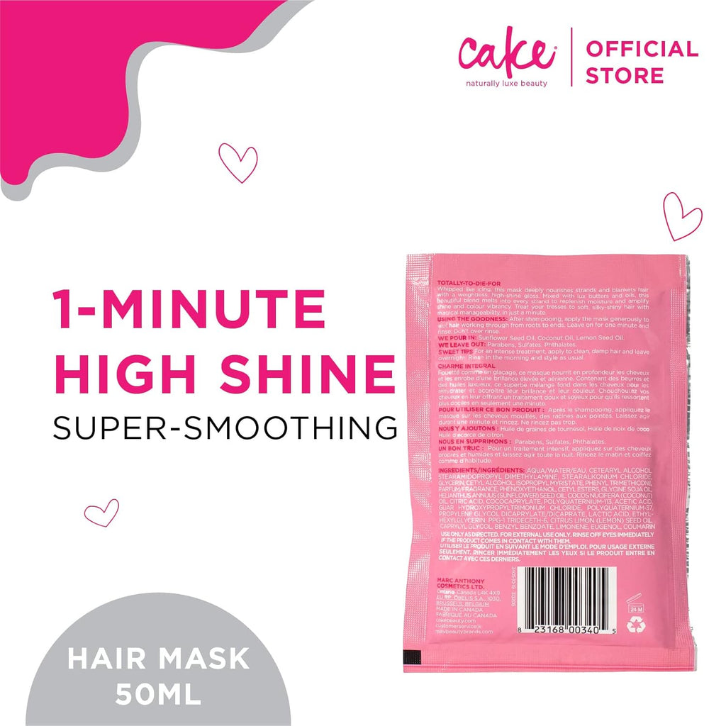 Cake Beauty One Minute High Shine Hair Mask - Instant Gloss & Nourishment, 1.76 oz