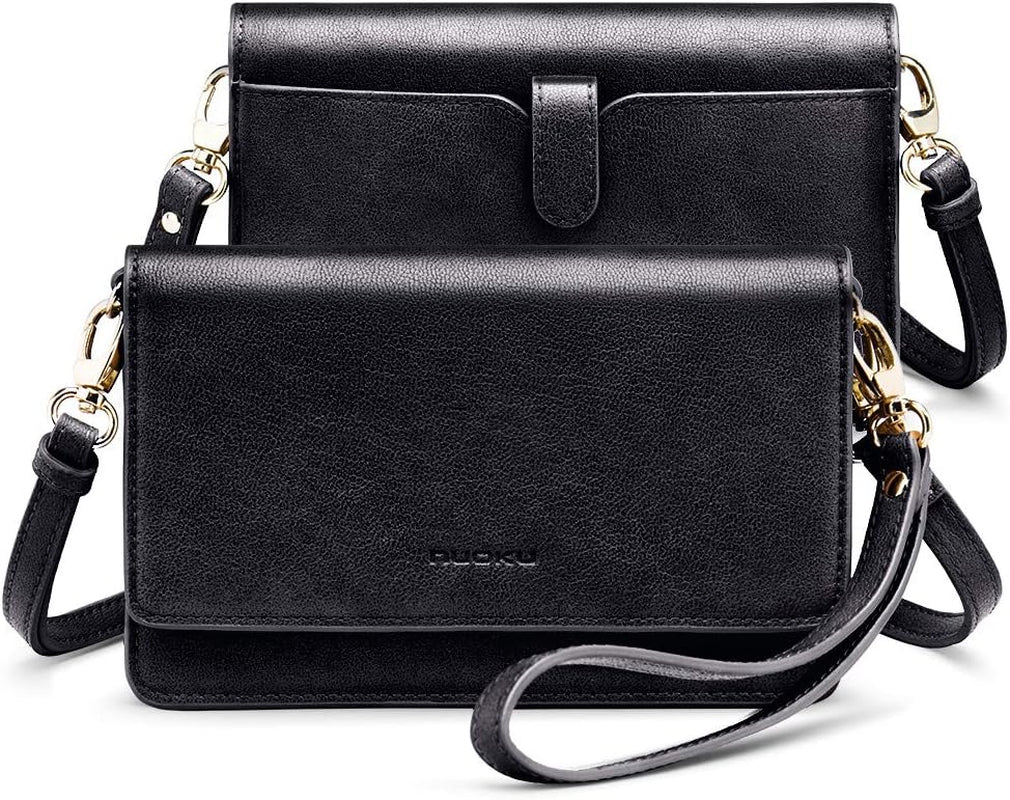 Nuoku Women Small Crossbody Bag Cellphone Purse Wallet with RFID Card Slots 2 Straps Wristlet