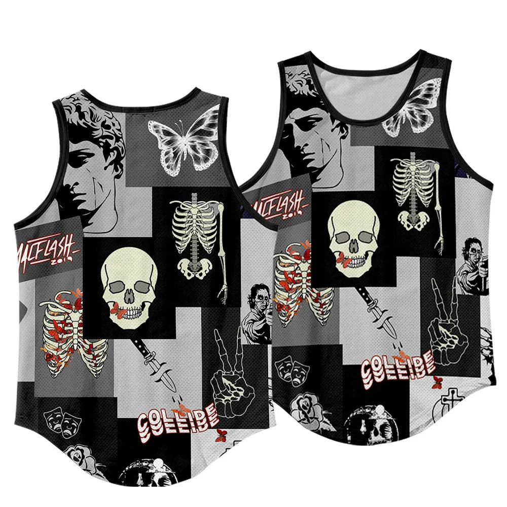 Men'S Fashion Sleeveless Black Tiger Print Tank Top Vest Fitness Bodybuilding Muscle Undershirt Gym Sportwear