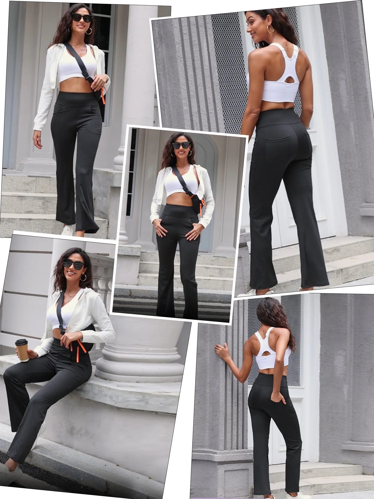 Pantalones De Yoga Bootcut Para Mujer Con Bolsillos, Leggings Acampanados Para Entrenamiento, Cintura Alta, Livianos, Ropa Deportiva, Gris, 2XL