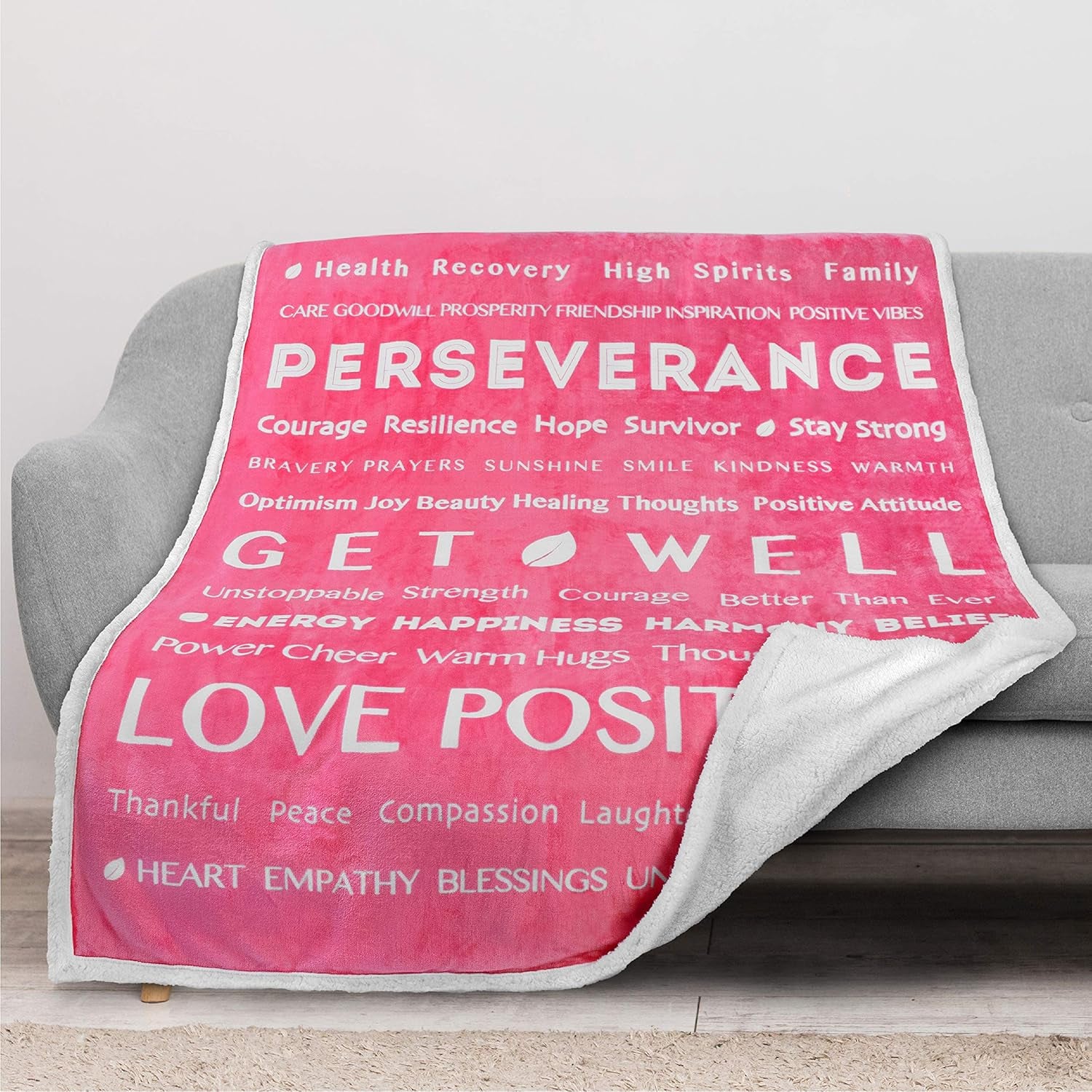 PAVILIA Healing Blanket - Soft Sherpa Throw for Comfort & Care, Perfect Get Well Soon Gift in Pink