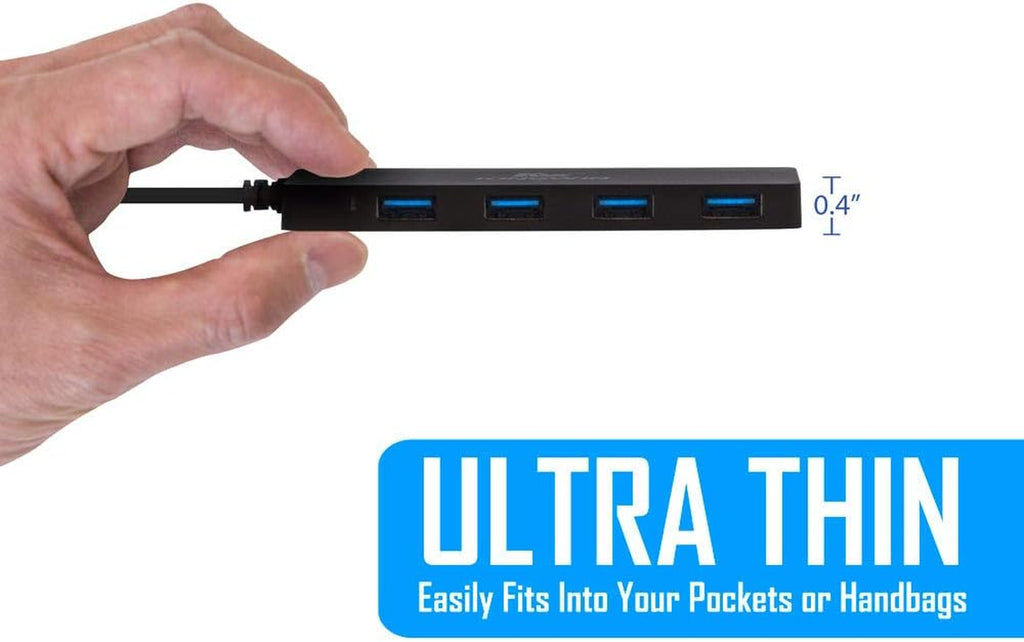 Ultra Slim Kingwin 4-Port USB 3.0 Hub - Perfect for Mac, Chromebook, Surface Pro, and More!