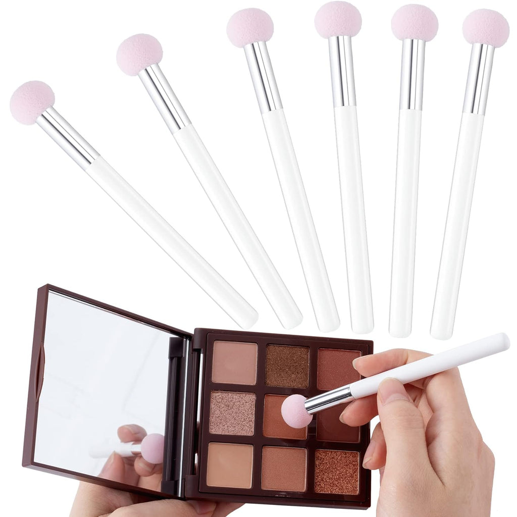 PAGOW 6-Pack Washable Sponge Makeup Applicators with Handle - Perfect for Eyeshadow Application for Women and Girls (4.5 Inch)