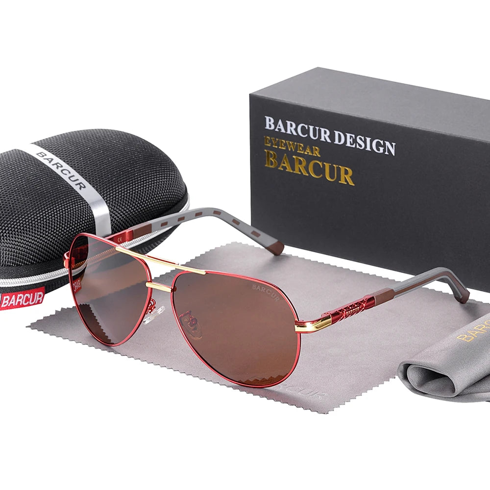 BARCUR Aluminum Vintage Men'S Sunglasses Men Polarized Coating Classic Sun Glasses Women Shade Male Driving Accessories Eyewear