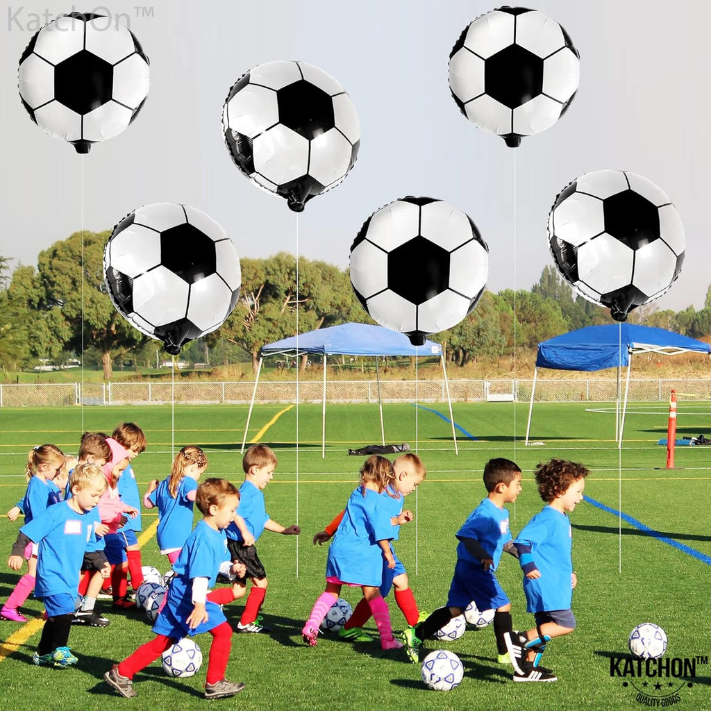 Large Soccer Ball Balloons - 18 Inch, Pack of 6 | Soccer Birthday Party Decorations | Soccer Themed Party Supplies | Black and White Soccer Balloons