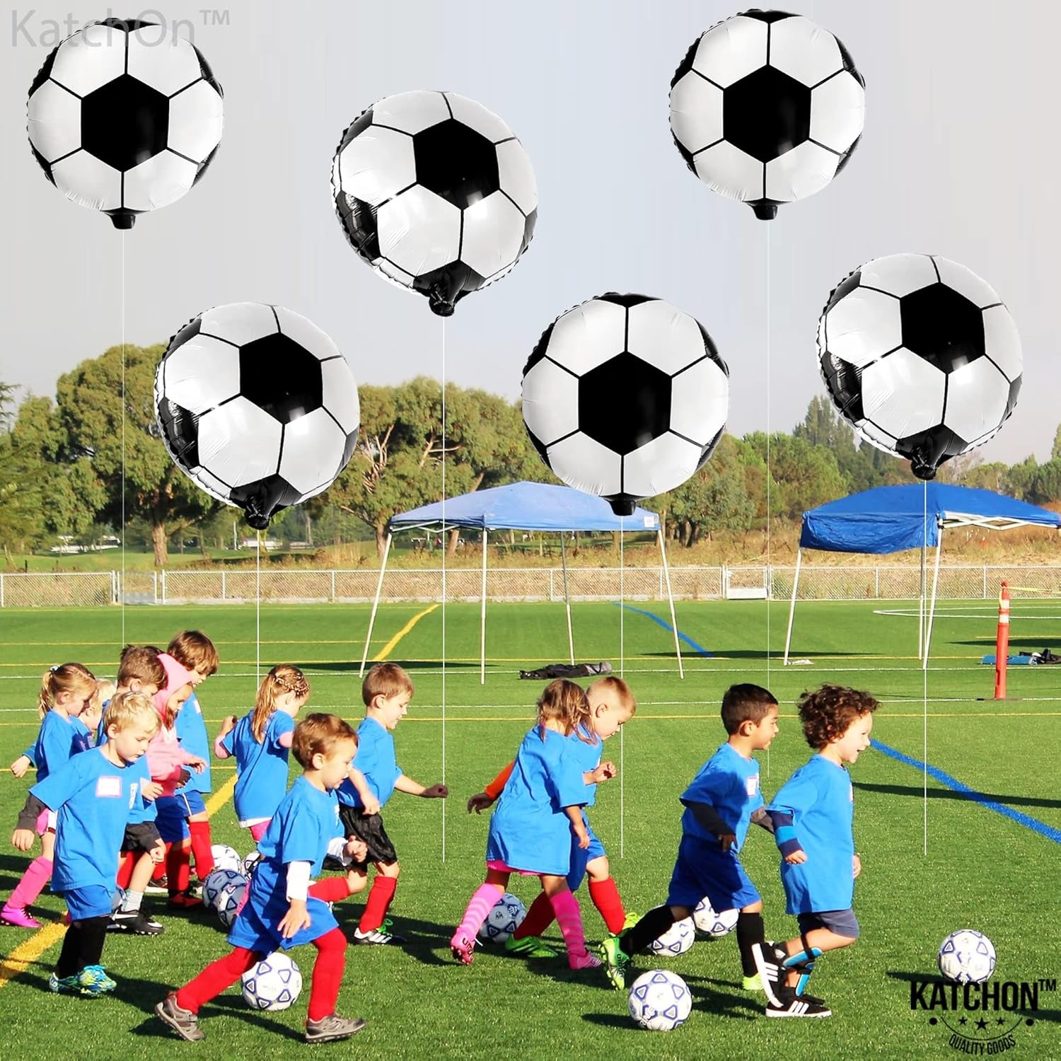 Large Soccer Ball Balloons - 18 Inch, Pack of 6 | Soccer Birthday Party Decorations | Soccer Themed Party Supplies | Black and White Soccer Balloons