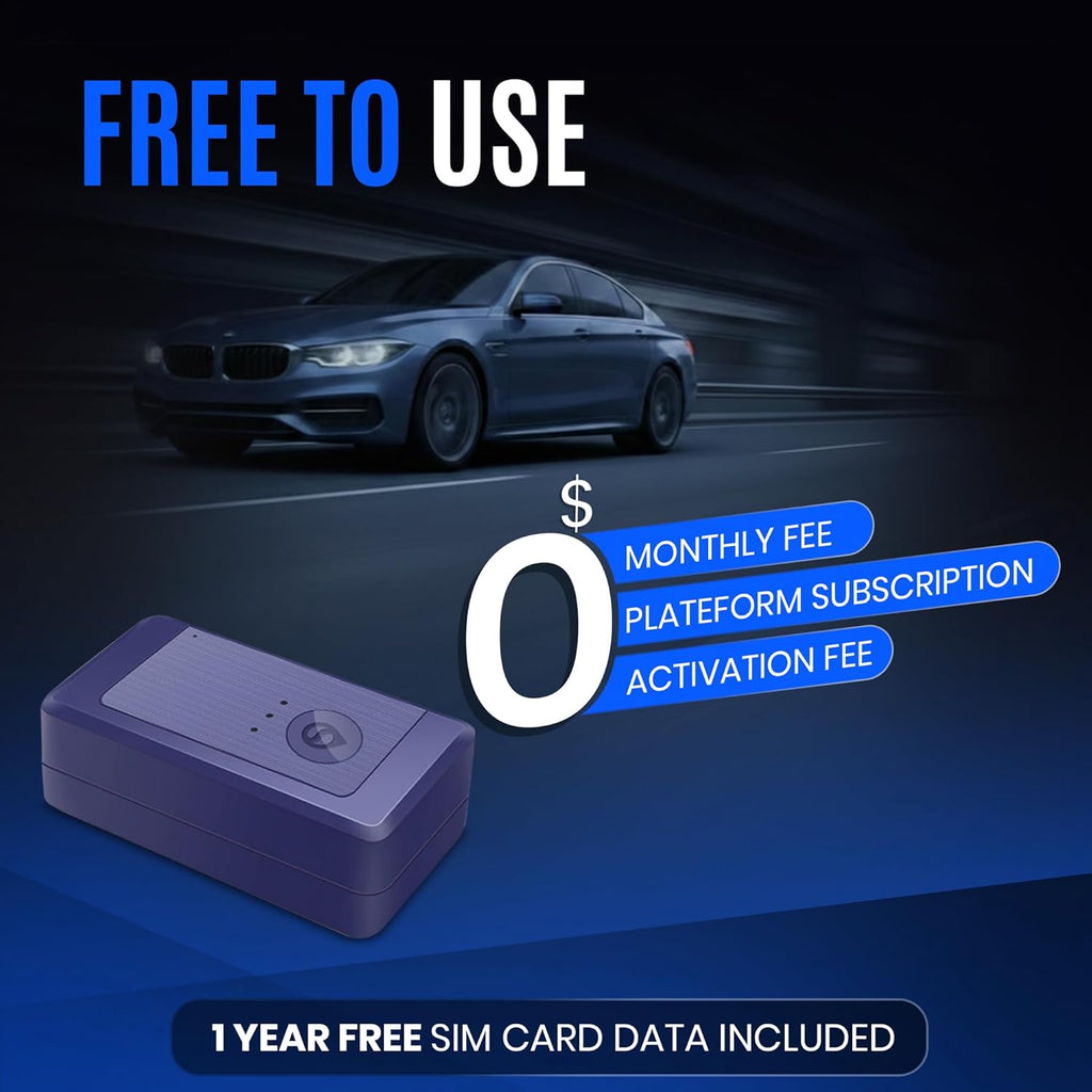 GPS Tracker for Vehicles No Subscription, Magnetic Car Tracker Device Hidden, Live Location, Tracking Device for Cars, SIM Card Included, 60-Day Battery, IP65 Waterproof, Geo-Fence, Route Playback